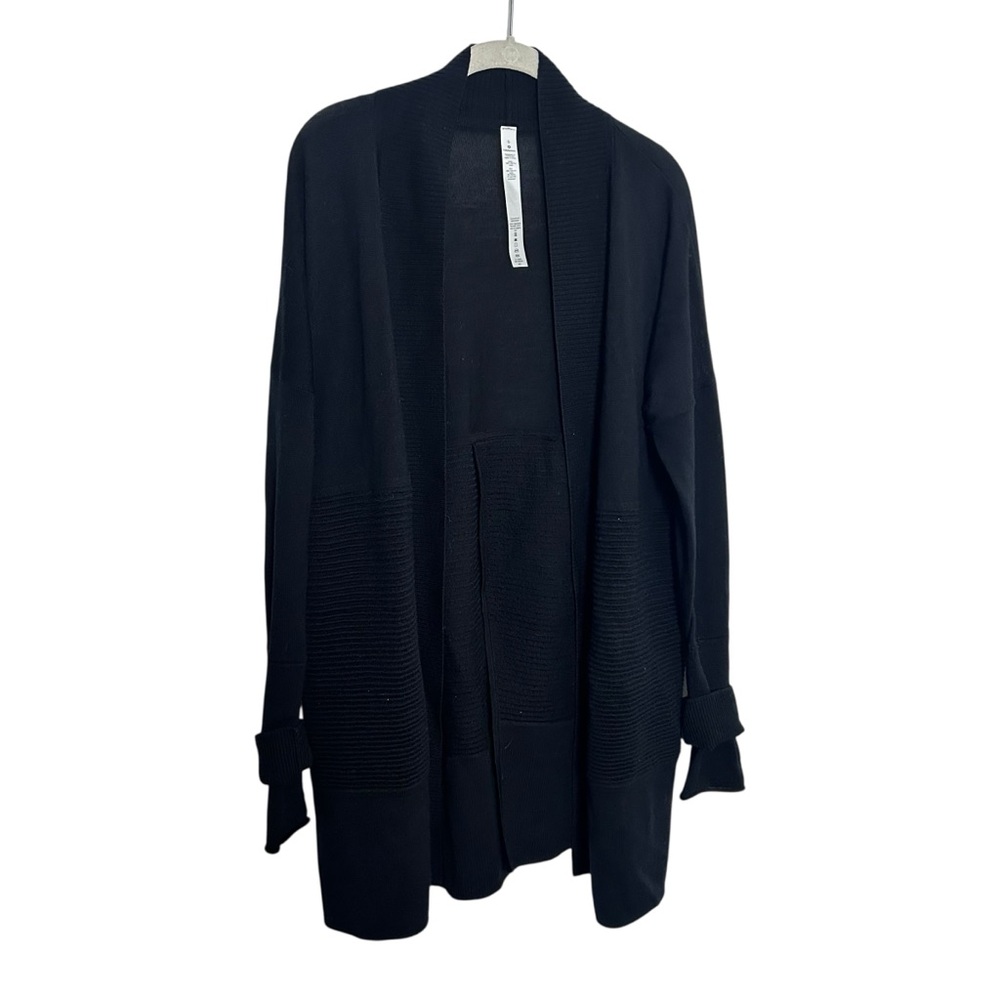 Lululemon Sit In Lotus Sweater Cardigan Wrap II Black Size 6 - Picture 2 of 11